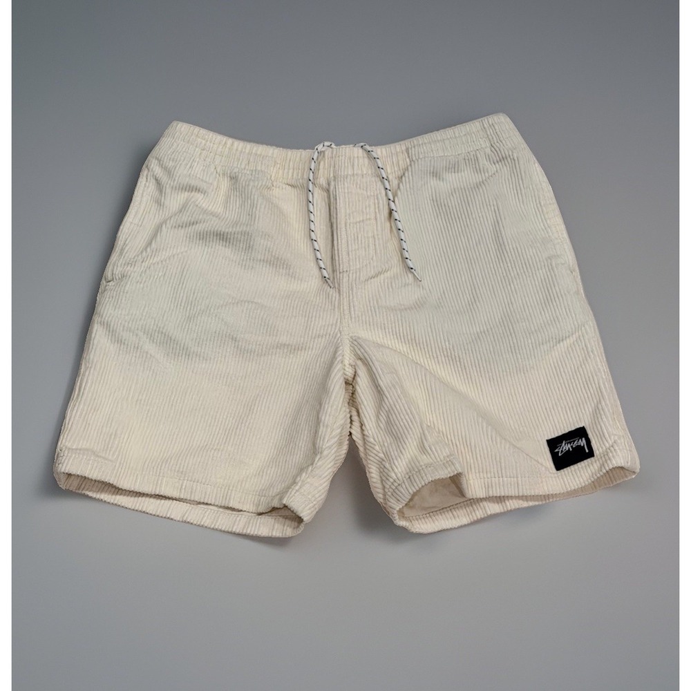 Stussy Corduroy Shorts Mens 30 Classic Gear White Cream Drawstring 6in Inseam